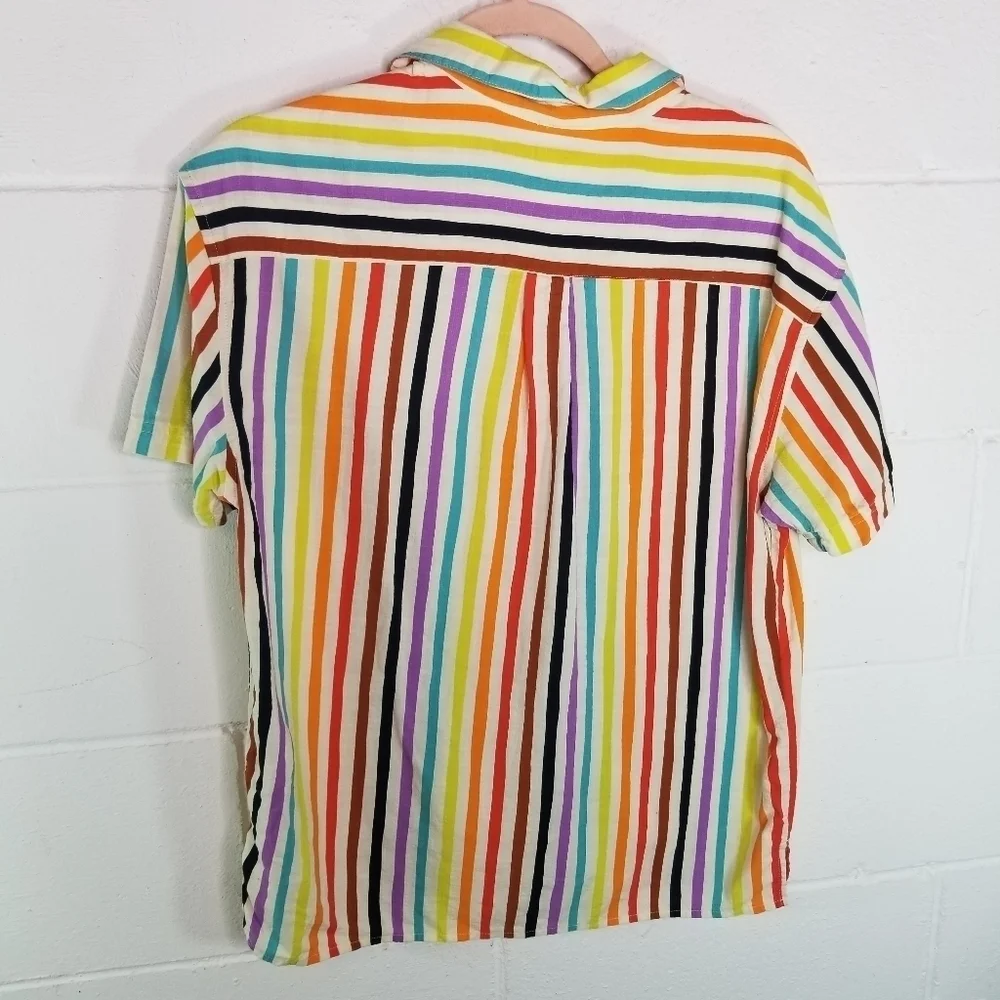 Target pride collection rainbow striped camp short sleeve shirt